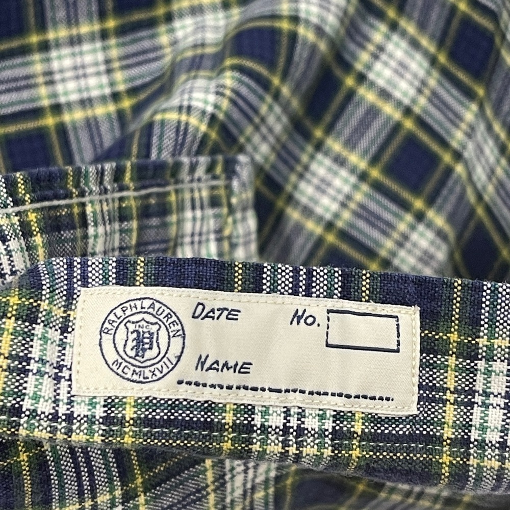 Polo Ralph Lauren Classic Oxford Shirt Men’s Plaid Blue Label Size L Maize Blue - Picture 8 of 8